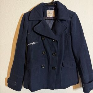 Maralyn & Me Navy Blue Double Breasted Peacoat Jacket Womens Size Medium